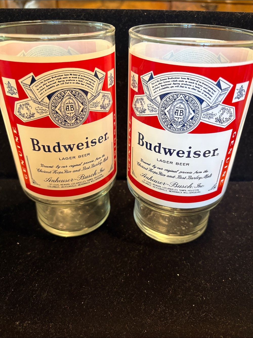 Budweiser Red, White and Blue Logo Pint Glasses - Pair